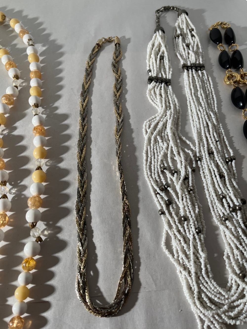 VTG beaded necklaces Bundle white, black, gold tone multi strand statement - Picture 4 of 8
